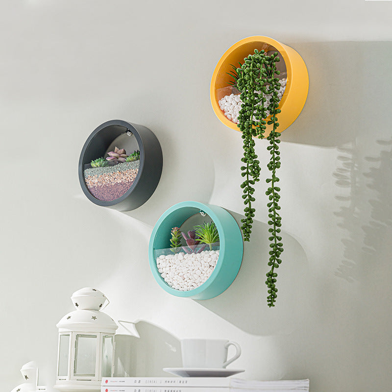 Round Iron Wall Vase Flower Pot