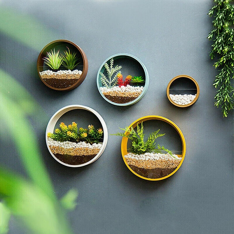 Round Iron Wall Vase Flower Pot