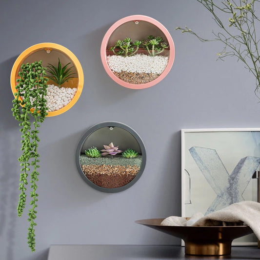 Round Iron Wall Vase Flower Pot